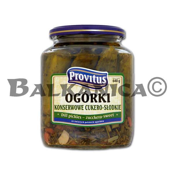 640 G PICKLED CUCUMBERS SWEET WITH DILL PROVITUS