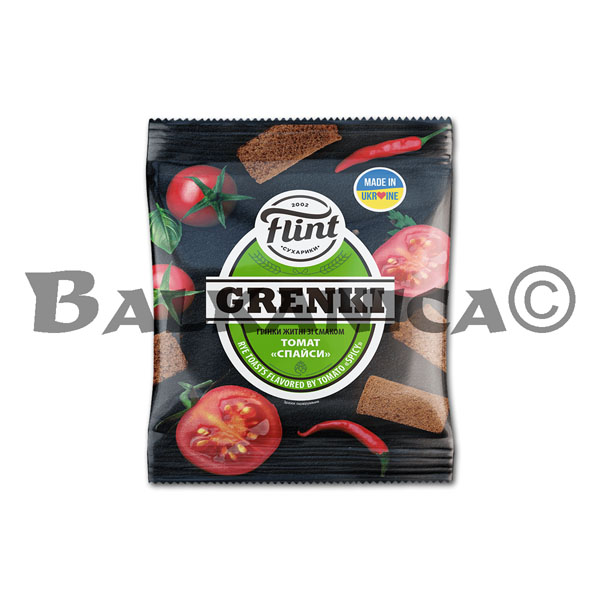 70 G CROUTONS RYE AND WHEAT TOMATO SPICY FLAVOR GRENKI FLINT