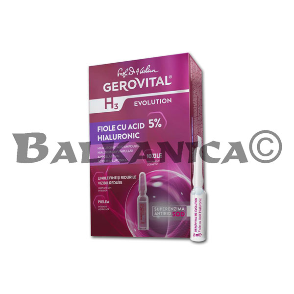 10 X 2 ML AMPOULES HYALURONIC ACID 5% GEROVITAL H3