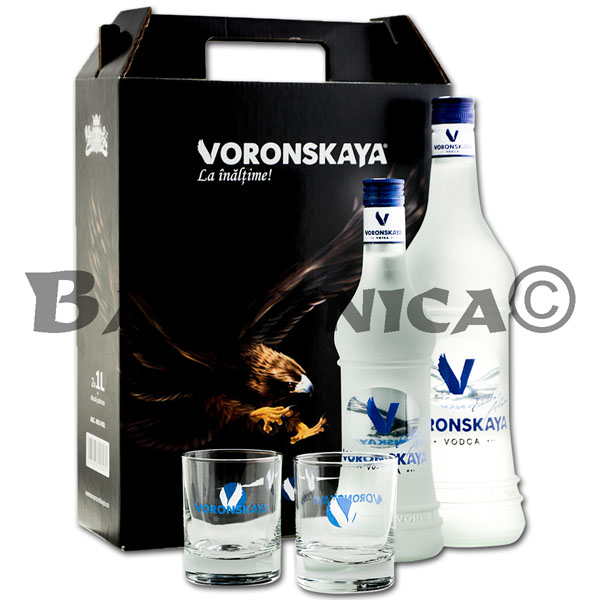 PROMOTIONAL PACK (2 X 1 L VODKA VORONSKAYA 40%+2 UN GLASSES)
